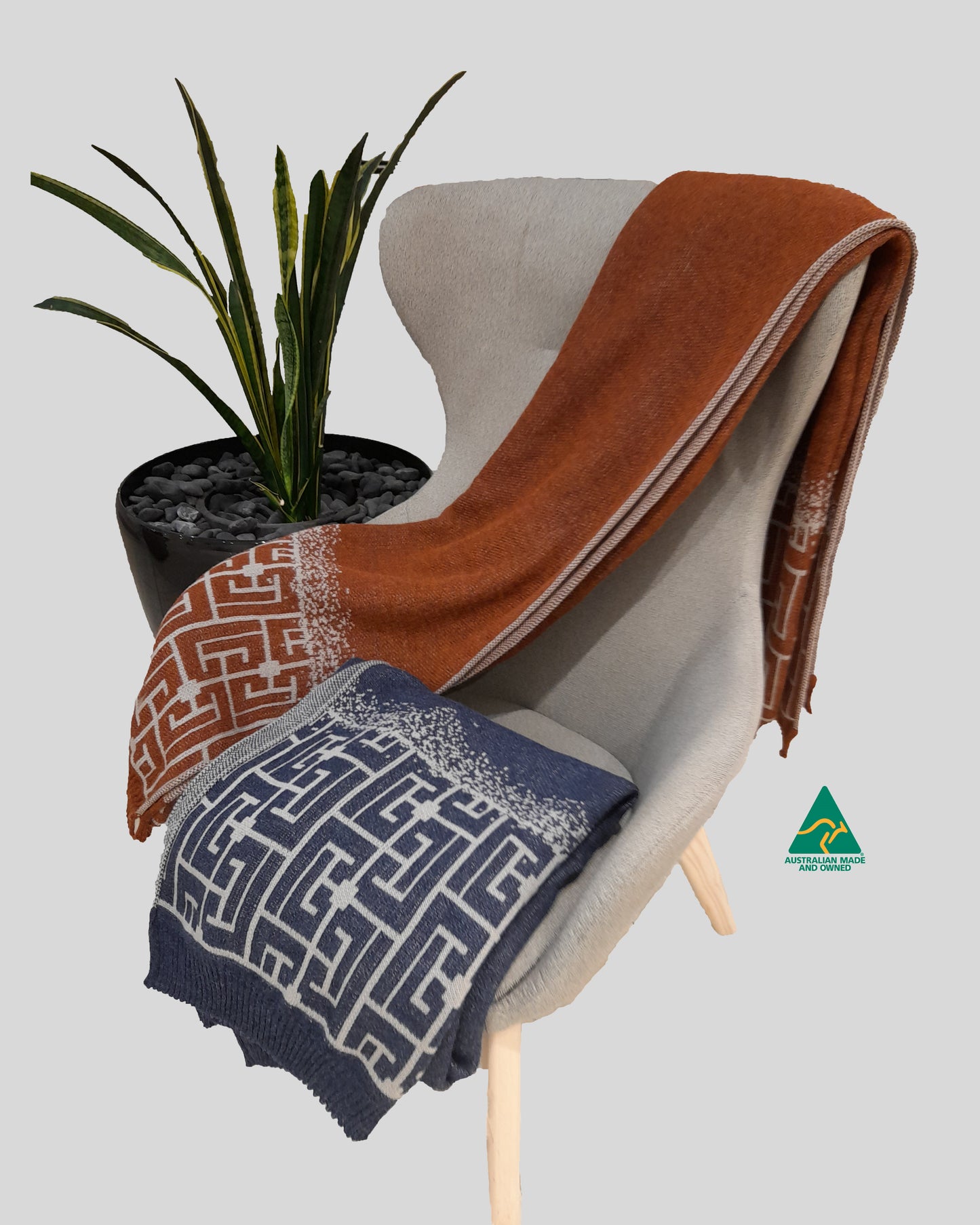 Australian Alpaca  Blanket European-Look Wrap Throw Caramel/Gray