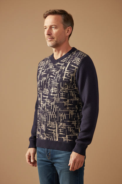 Alpaca Labyrinth V-Neck Sweater Men
