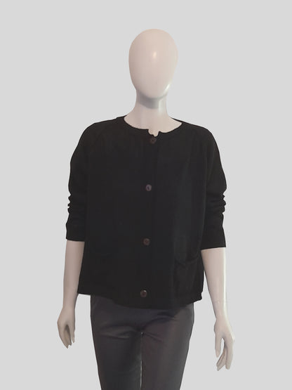 Alpaca Short Cardigan with Pockets