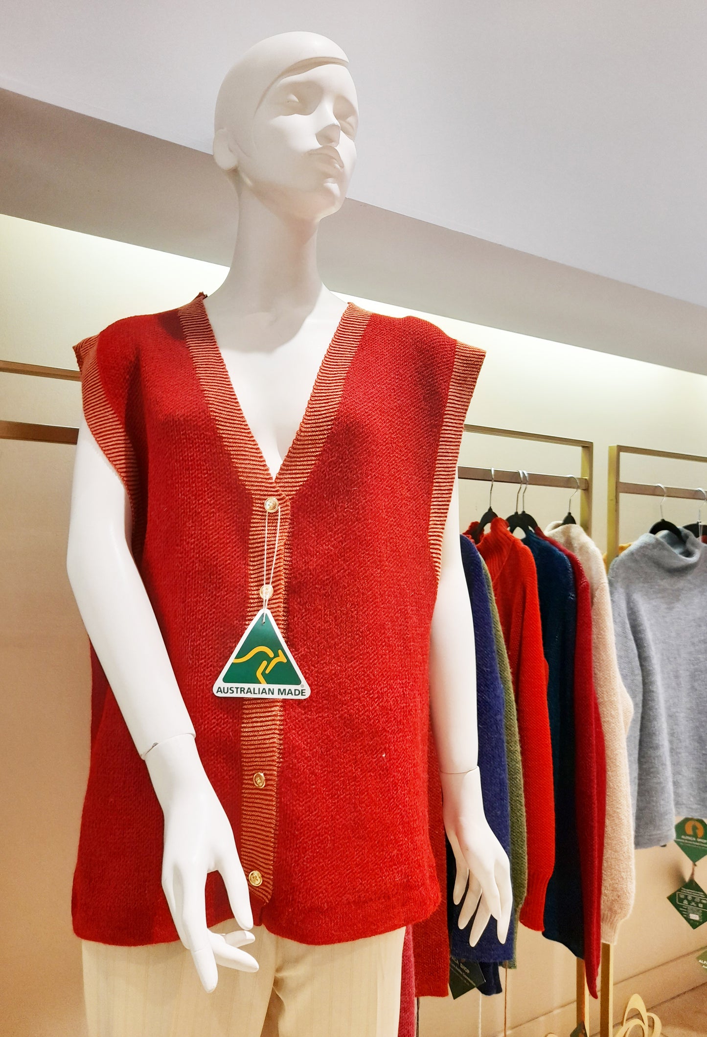 Alpaca Women's Button Up Pullover Vest Red