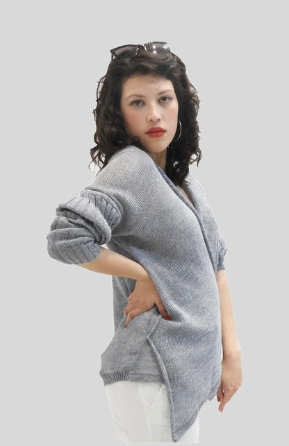 Alpaca Crossover Front  Knit Jumper