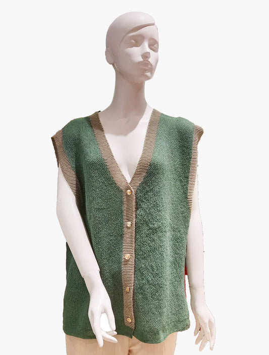 Alpaca Women's Button Up Pullover Vest Green