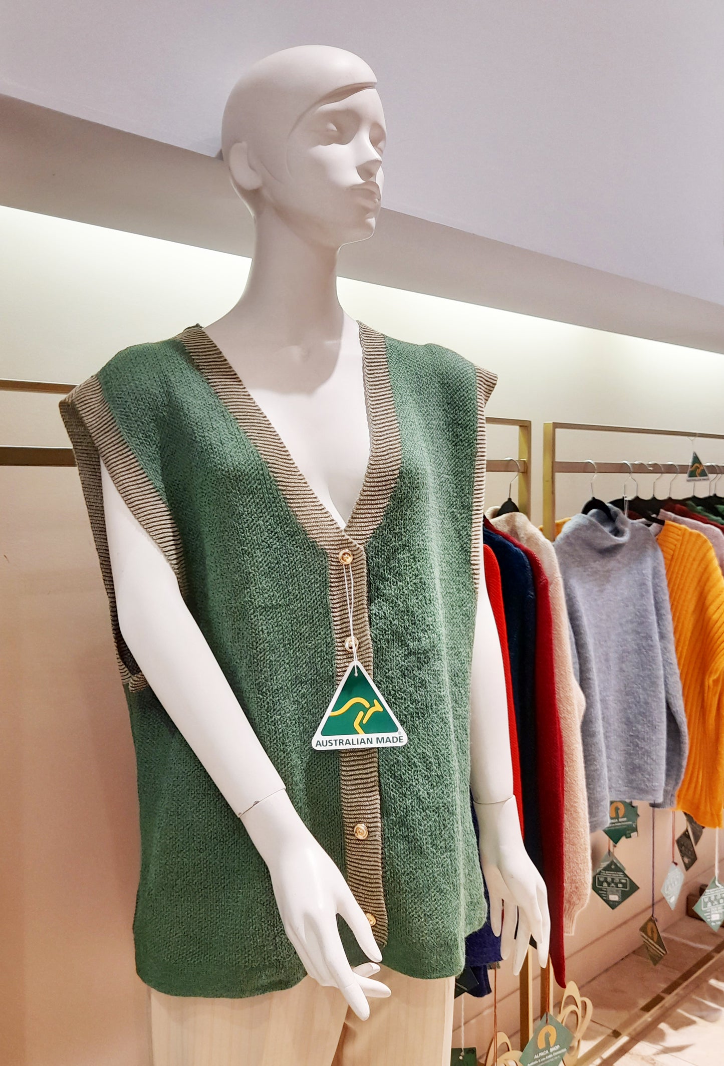 Alpaca Women's Button Up Pullover Vest Green