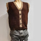 Alpaca Vest Men Jacquard Pattern with Two Pockets in Brown