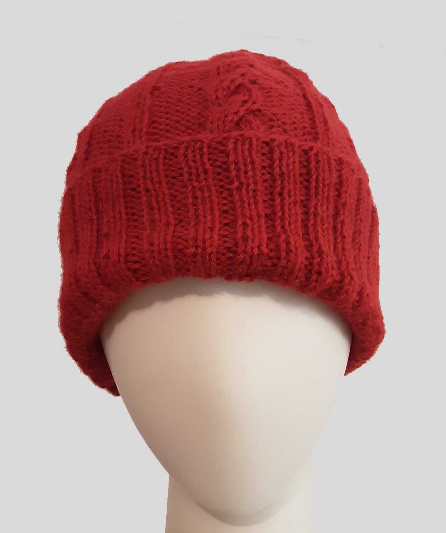Alpaca Cable Thick Beanie Red